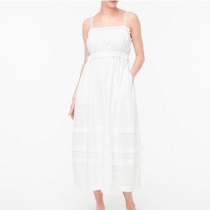 J. Crew Squareneck Ruffle Tiered Cotton Maxi Dress in White